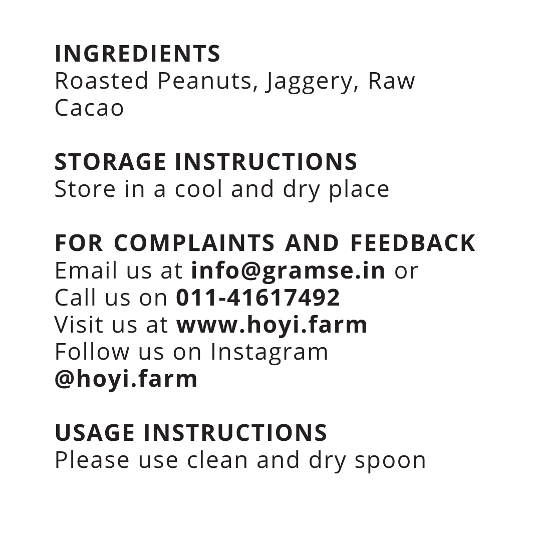 Text containing ingredients, storage instructions, contact information, and usage instructions on a white background.