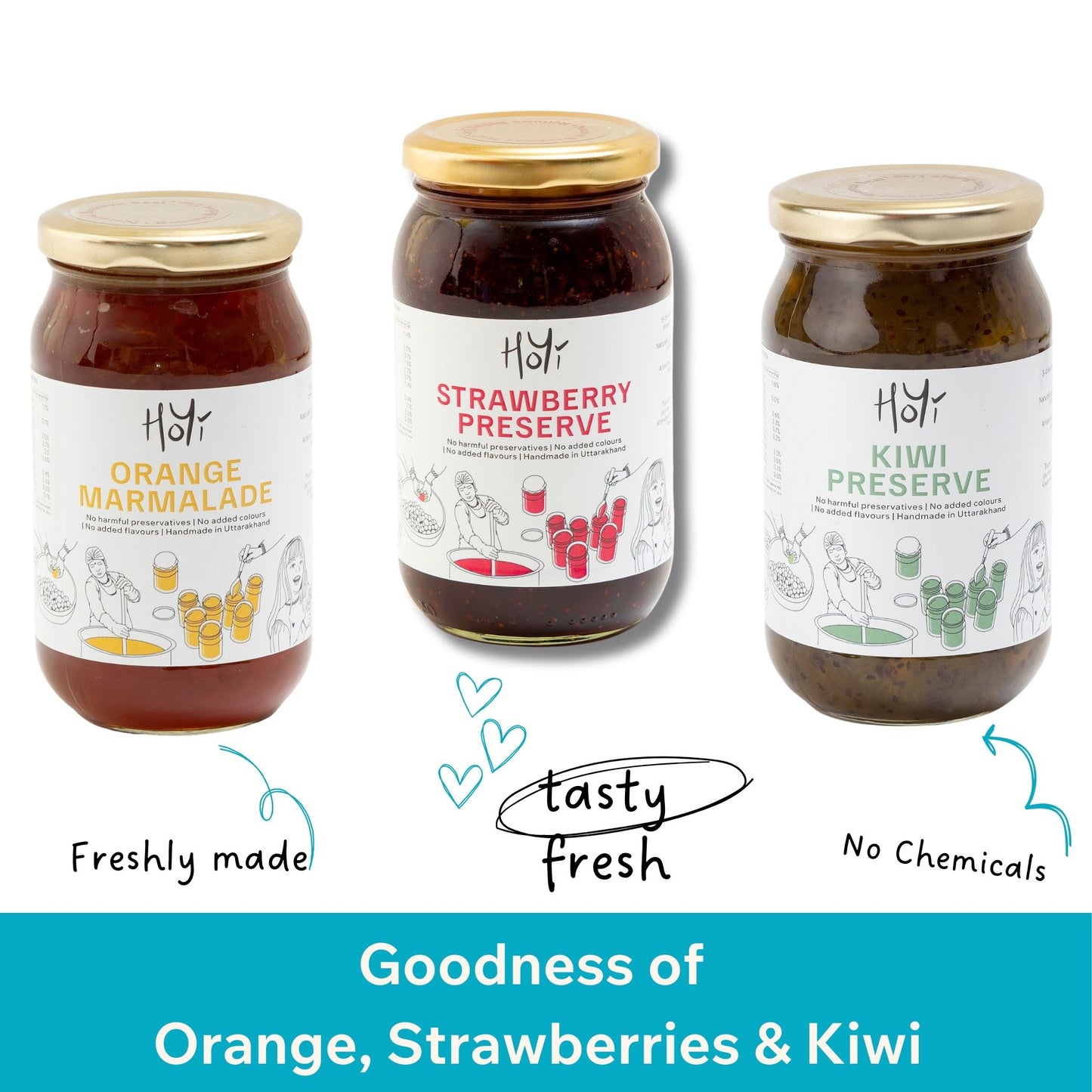Bestseller Preserves - Strawberry, Orange and Kiwi
