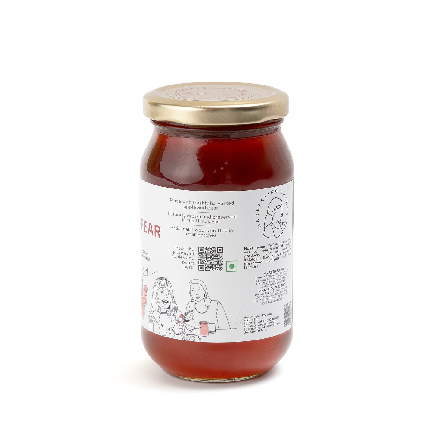 HoYi Apple & Pear Jelly (500gms) Handmade and Organic (Side)