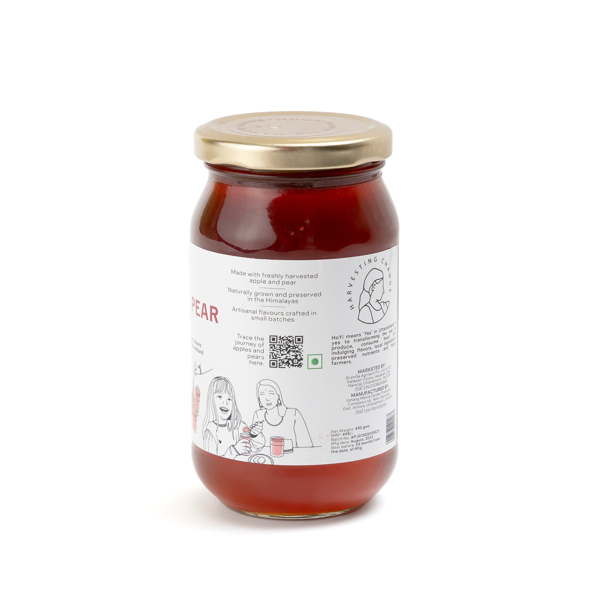 HoYi Apple & Pear Jelly (500gms) Handmade and Organic (Side)