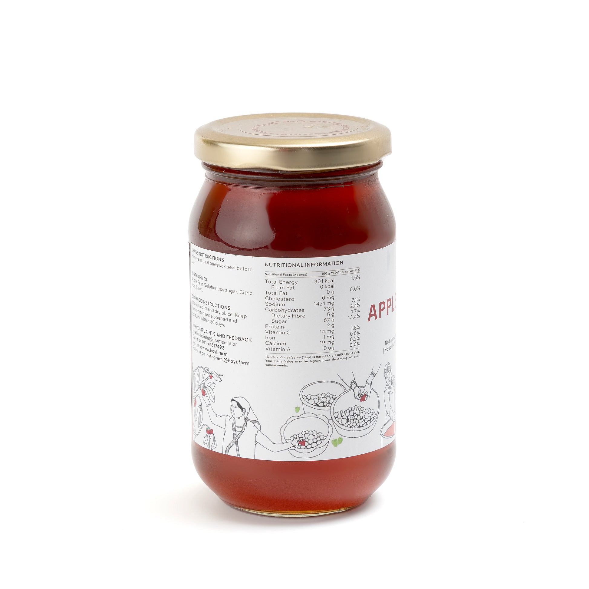 HoYi Apple & Pear Jelly (500gms) Handmade and Organic (Side)