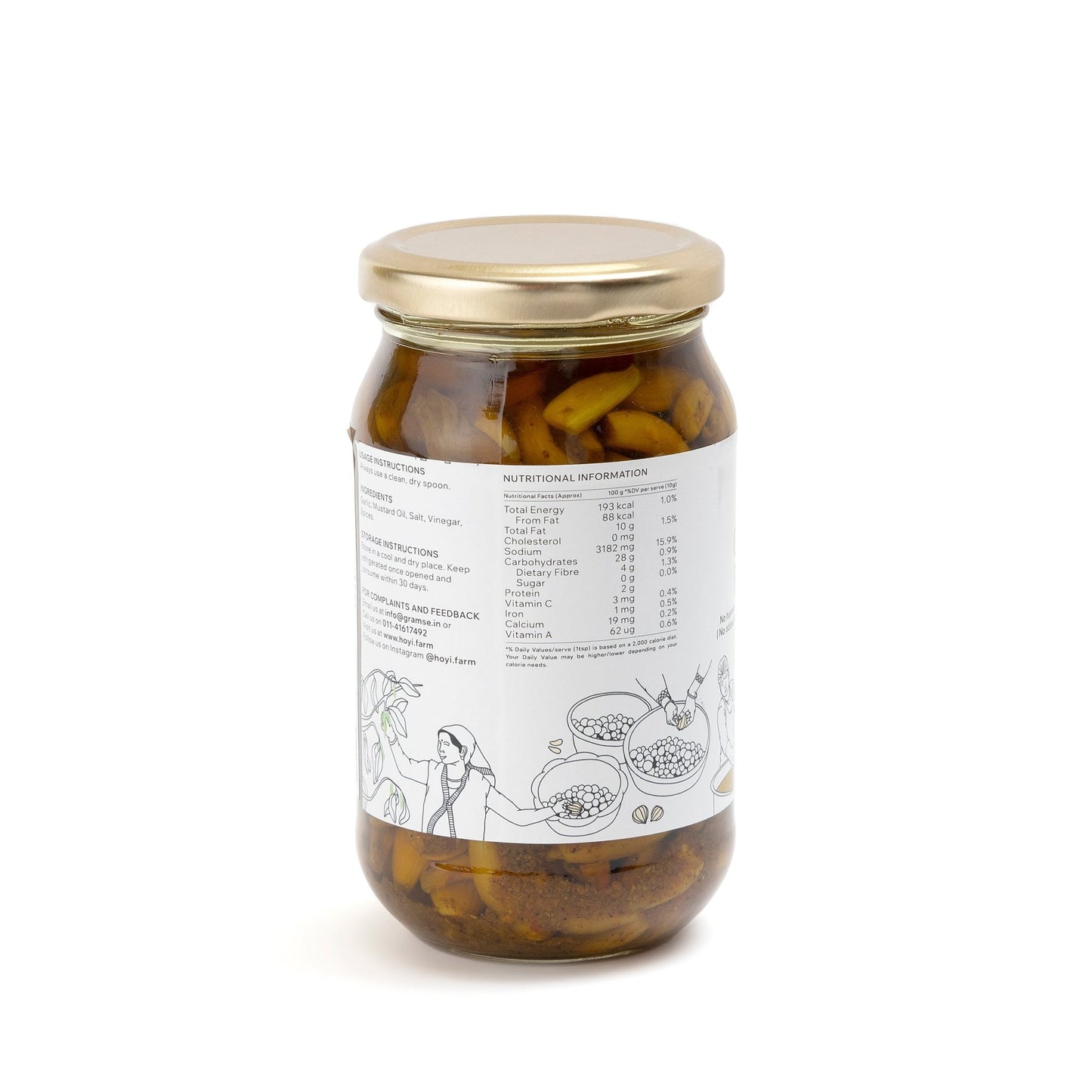 HoYi Garlic Pickle (400gms) Handmade and Organic (Side)