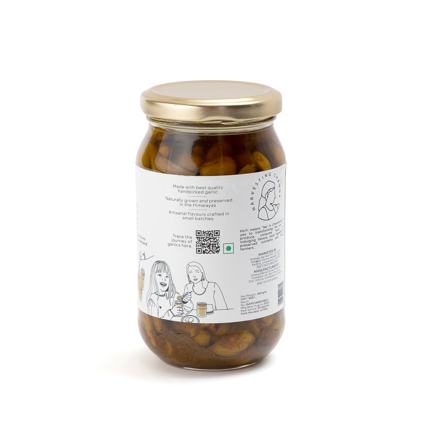 HoYi Garlic Pickle (400gms) Handmade and Organic (Back)