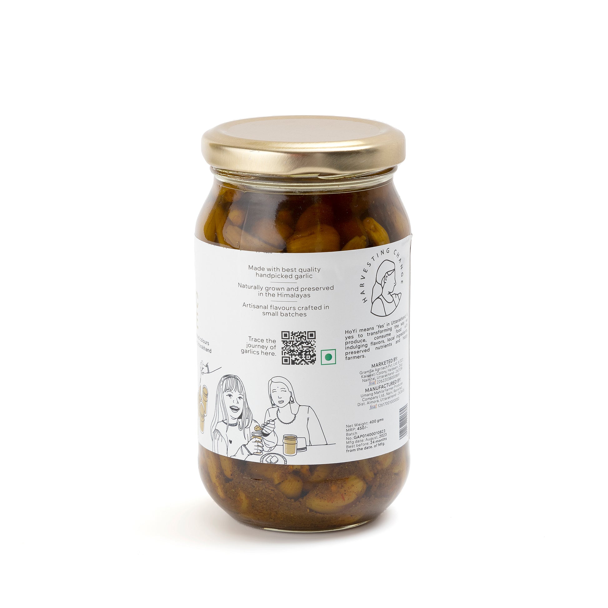 HoYi Garlic Pickle (400gms) Handmade and Organic (Back)