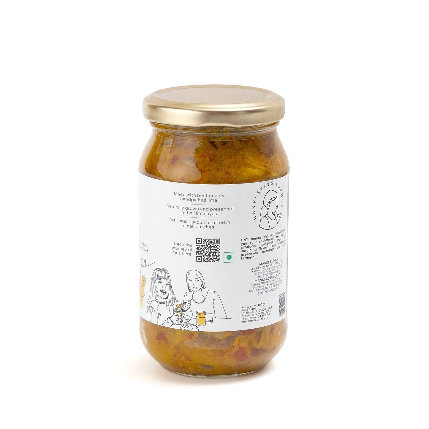 HoYi Lime Pickle (400gms) Handmade and Organic (Back)