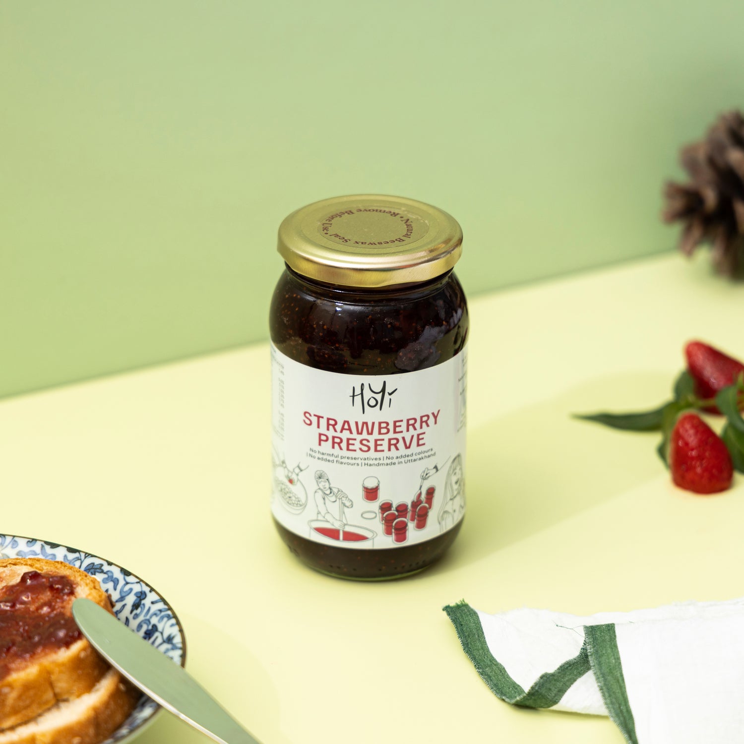 HoYi Strawberry Preserve (480gms) Handmade and Organic (No Refined Sugar)