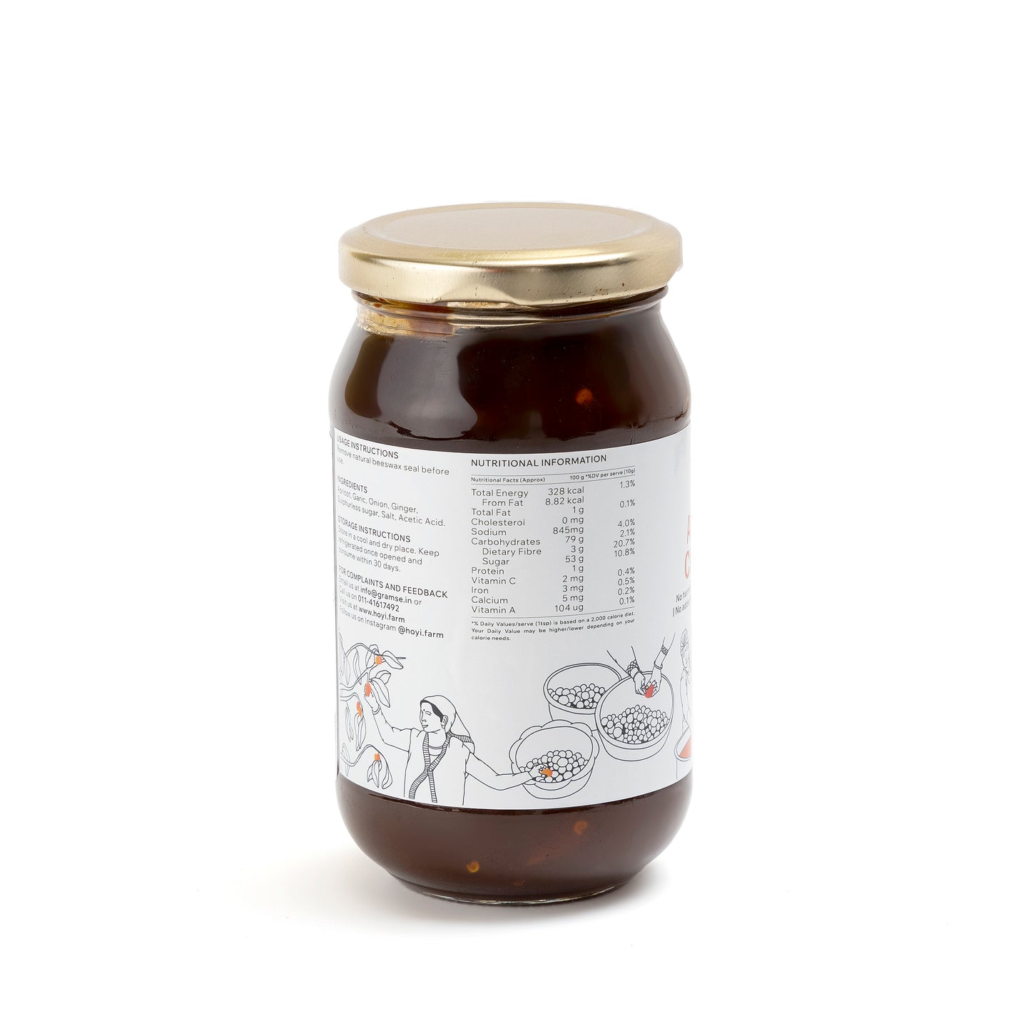 HoYi Apricot Chutney (480gms) Handmade and Organic (Side)