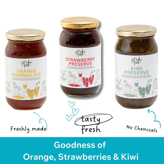 Bestseller Preserves - Strawberry, Orange and Kiwi