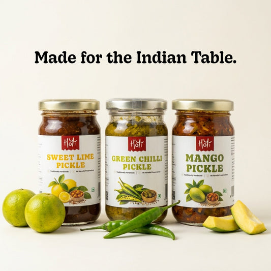 Evergreen Pickles Combo - Mango, Sweet Lime and Green Chilli - Pack of 3