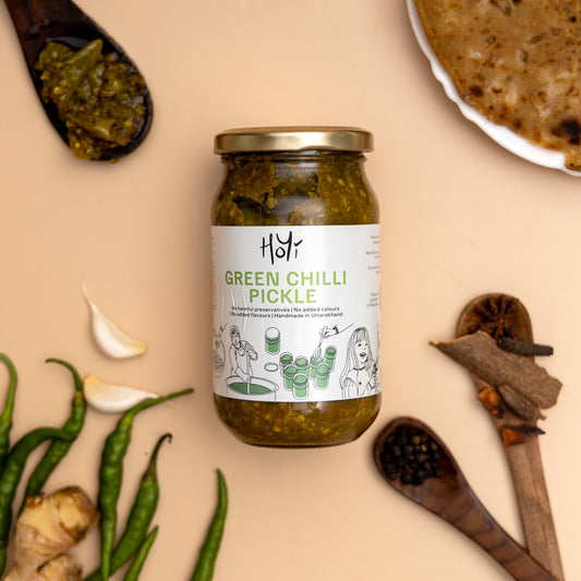 HoYi Green Chili Pickle (400gms) Handmade and Organic (Creative)