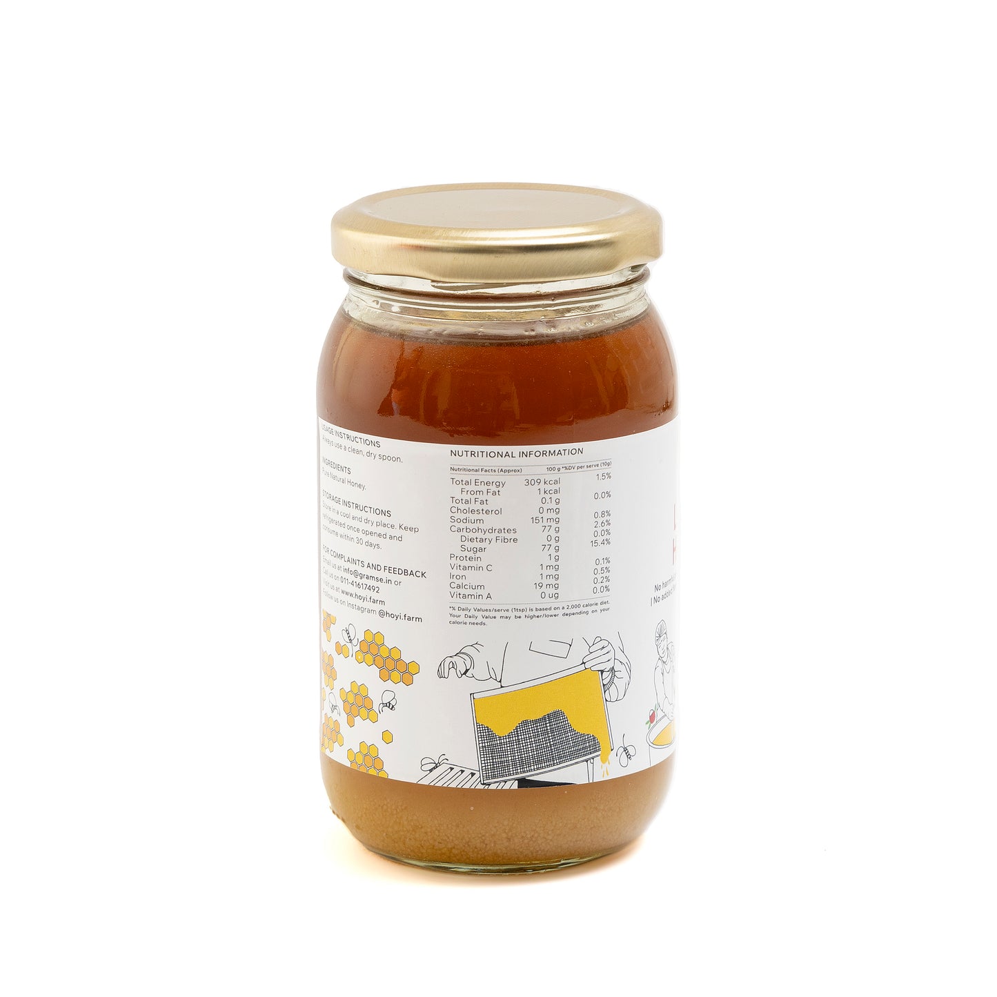 HoYi Litchi Honey 500 gm Handmade and Organic (Back)