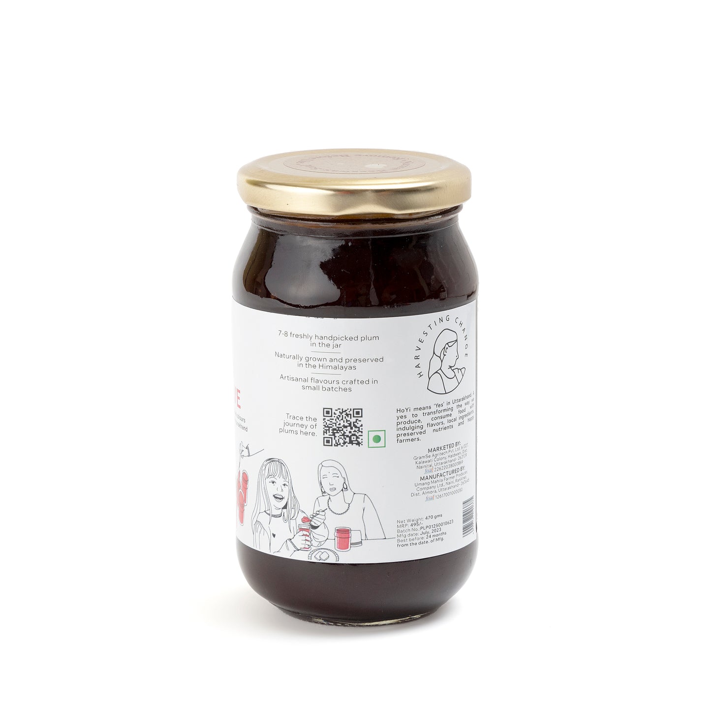 HoYi Plum Preserve (470gms) Handmade and Organic (Back)