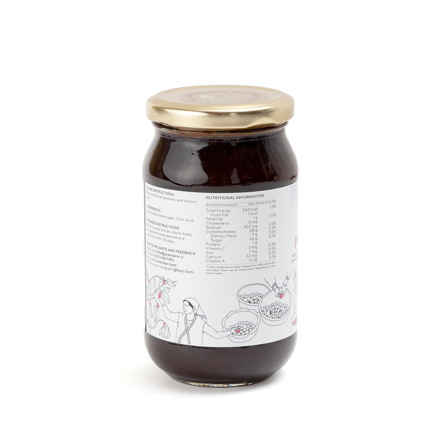 HoYi Plum Preserve (470gms) Handmade and Organic (Side)