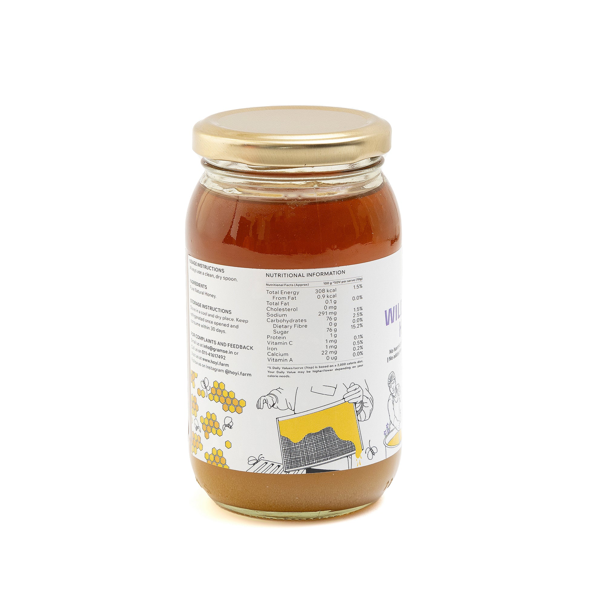 HoYi Wild Honey 500 gm Handmade and Organic (Side)