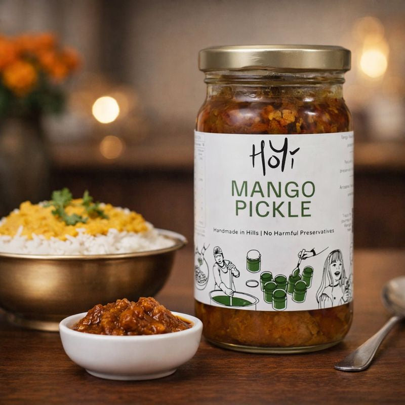 Mango Pickle HoYi. With texture, Traditional handmade pickle, with mustard oil