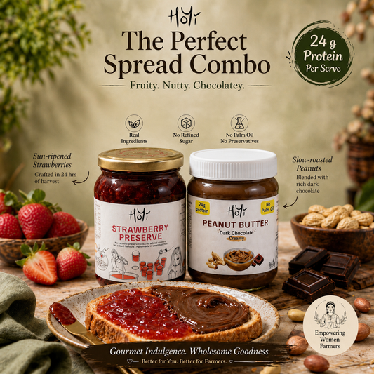 Strawberry preserve and dark chocolate peanut butter combo jars by Hoyi